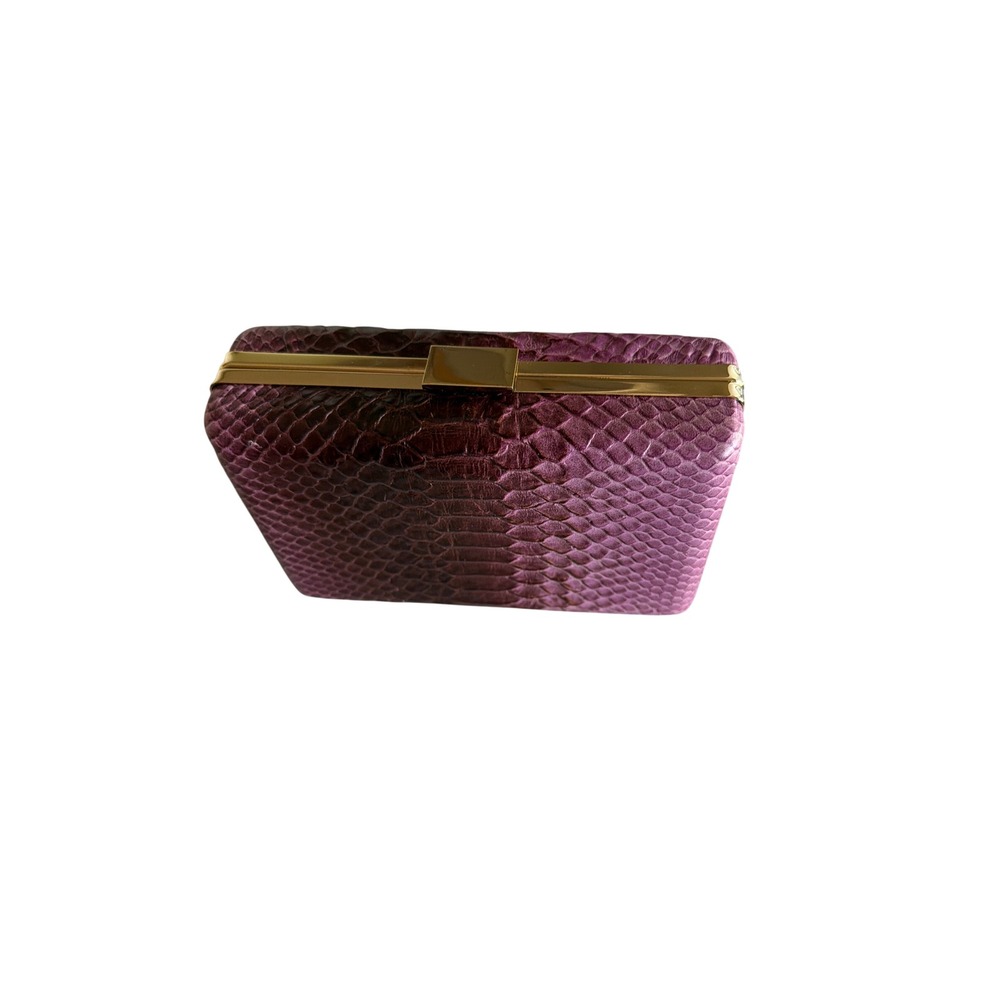 Banana Republic Clutch Purple Ombre Snakeskin Embossed Leather Minaudiere Bag - Picture 2 of 7